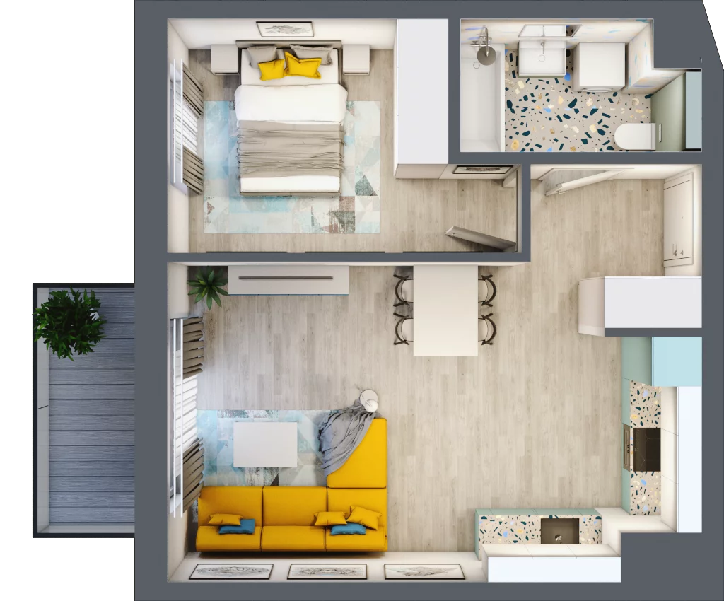 2 pokoje, mieszkanie 41,75 m², piętro 1, oferta nr B1/16, Leśna Góra, Gdańsk, Brętowo, Niedźwiednik, ul. Leśna Góra