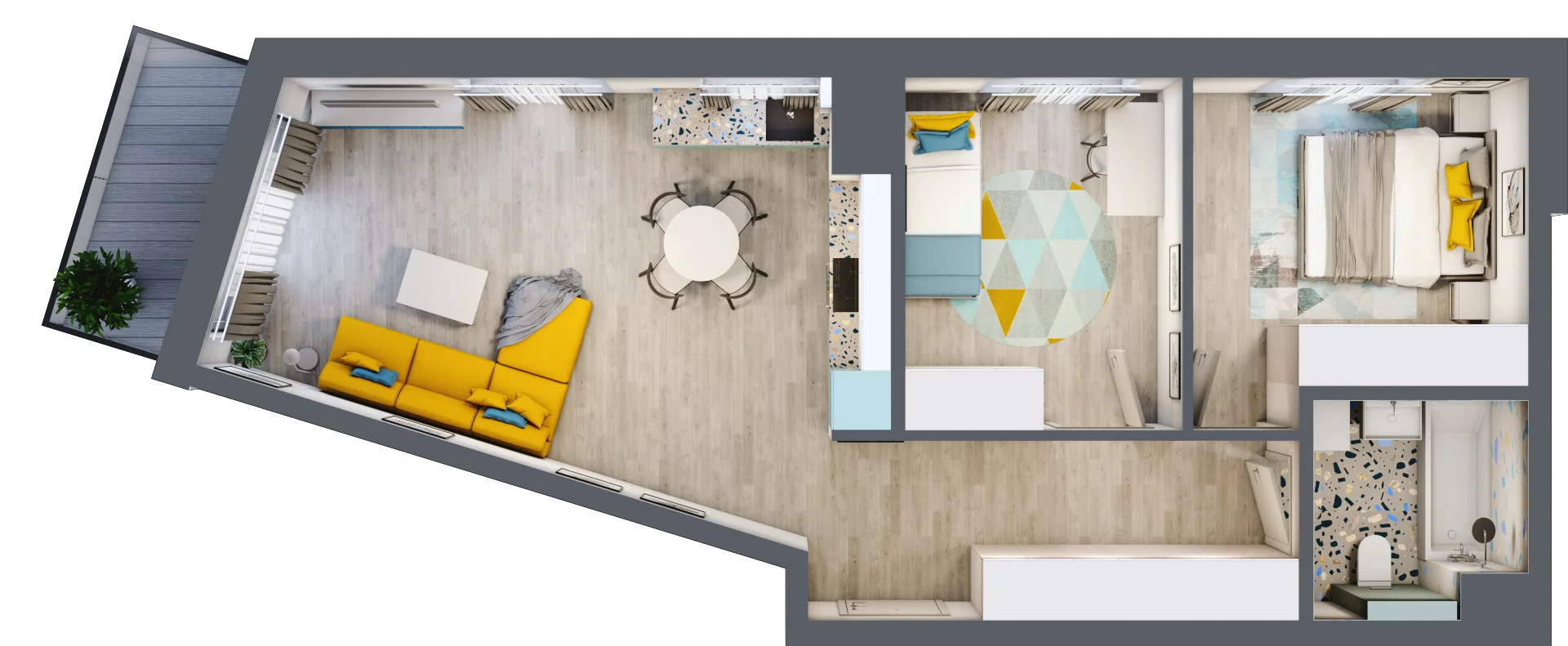 3 pokoje, mieszkanie 59,61 m², piętro 1, oferta nr B1/17, Leśna Góra, Gdańsk, Brętowo, Niedźwiednik, ul. Leśna Góra