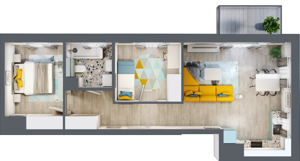 3 pokoje, mieszkanie 56,52 m², piętro 1, oferta nr B1/18, Leśna Góra, Gdańsk, Brętowo, Niedźwiednik, ul. Leśna Góra