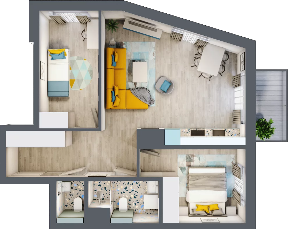 3 pokoje, mieszkanie 58,57 m², piętro 1, oferta nr B1/19, Leśna Góra, Gdańsk, Brętowo, Niedźwiednik, ul. Leśna Góra