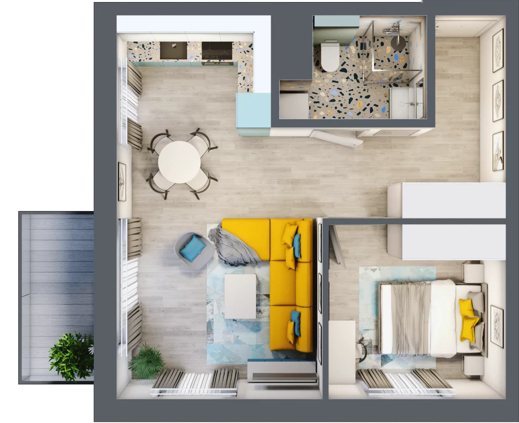 2 pokoje, mieszkanie 42,85 m², piętro 2, oferta nr B1/22, Leśna Góra, Gdańsk, Brętowo, Niedźwiednik, ul. Leśna Góra