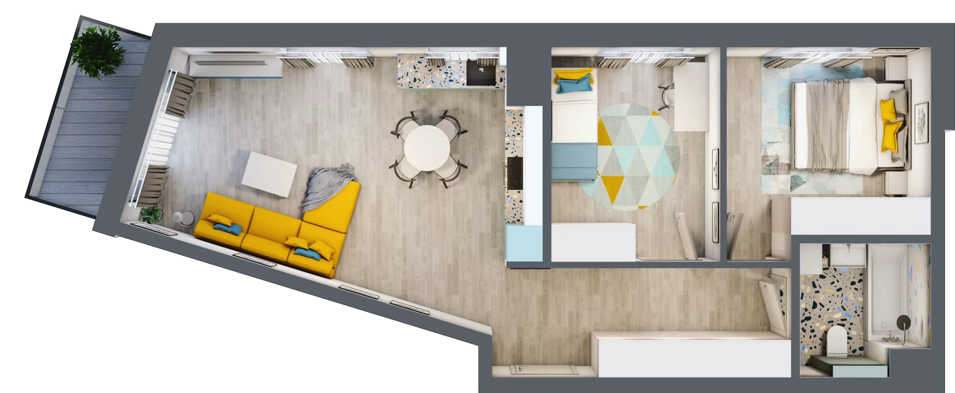 3 pokoje, mieszkanie 59,61 m², piętro 2, oferta nr B1/26, Leśna Góra, Gdańsk, Brętowo, Niedźwiednik, ul. Leśna Góra
