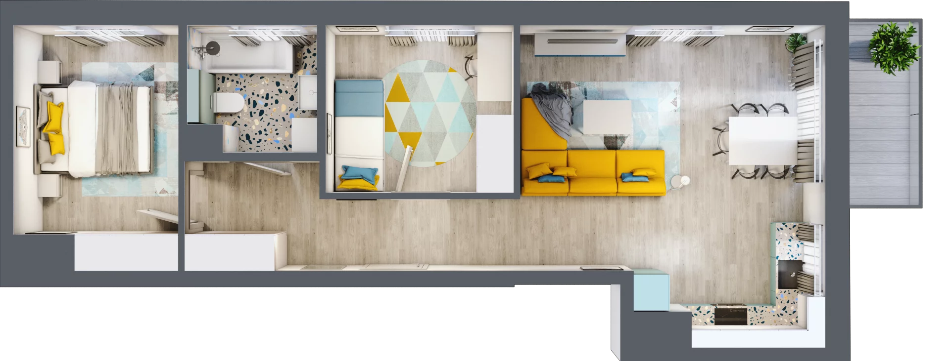 3 pokoje, mieszkanie 56,52 m², piętro 2, oferta nr B1/27, Leśna Góra, Gdańsk, Brętowo, Niedźwiednik, ul. Leśna Góra