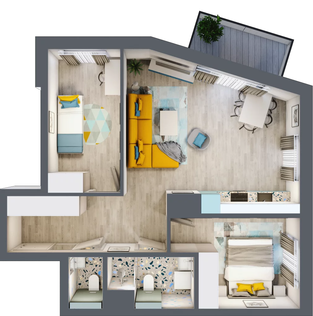 3 pokoje, mieszkanie 58,56 m², piętro 2, oferta nr B1/28, Leśna Góra, Gdańsk, Brętowo, Niedźwiednik, ul. Leśna Góra