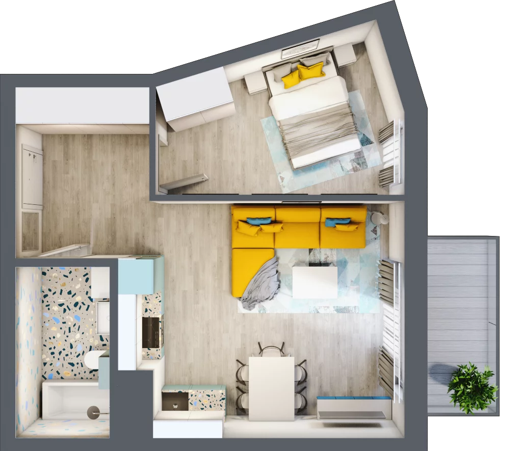 2 pokoje, mieszkanie 40,44 m², piętro 3, oferta nr B1/30, Leśna Góra, Gdańsk, Brętowo, Niedźwiednik, ul. Leśna Góra