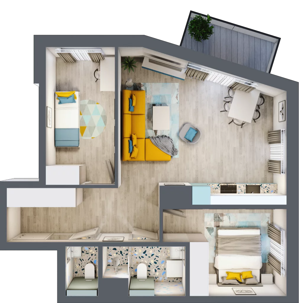 3 pokoje, mieszkanie 58,56 m², piętro 3, oferta nr B1/37, Leśna Góra, Gdańsk, Brętowo, Niedźwiednik, ul. Leśna Góra