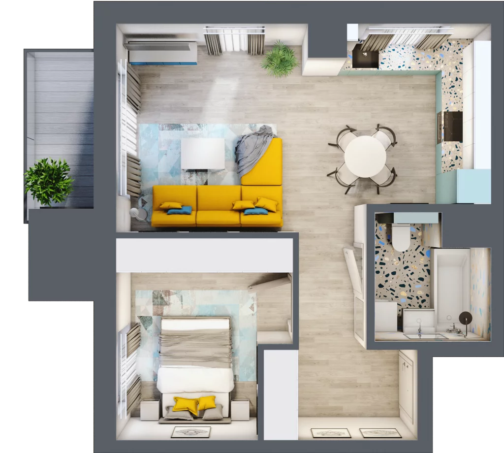 2 pokoje, mieszkanie 43,80 m², piętro 4, oferta nr B1/41, Leśna Góra, Gdańsk, Brętowo, Niedźwiednik, ul. Leśna Góra