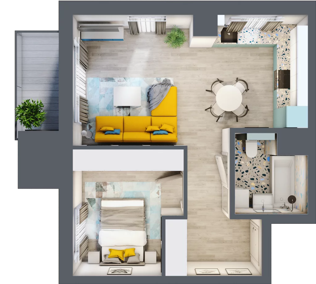 2 pokoje, mieszkanie 43,80 m², piętro 5, oferta nr B1/50, Leśna Góra, Gdańsk, Brętowo, Niedźwiednik, ul. Leśna Góra