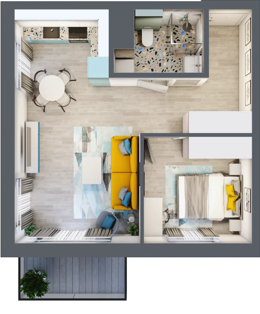 2 pokoje, mieszkanie 42,85 m², piętro 6, oferta nr B1/58, Leśna Góra, Gdańsk, Brętowo, Niedźwiednik, ul. Leśna Góra