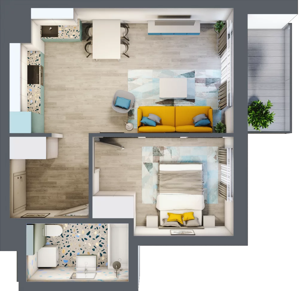 2 pokoje, mieszkanie 41,47 m², piętro 6, oferta nr B1/65, Leśna Góra, Gdańsk, Brętowo, Niedźwiednik, ul. Leśna Góra