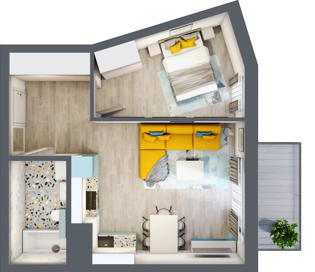 2 pokoje, mieszkanie 40,63 m², piętro 7, oferta nr B1/66, Leśna Góra, Gdańsk, Brętowo, Niedźwiednik, ul. Leśna Góra
