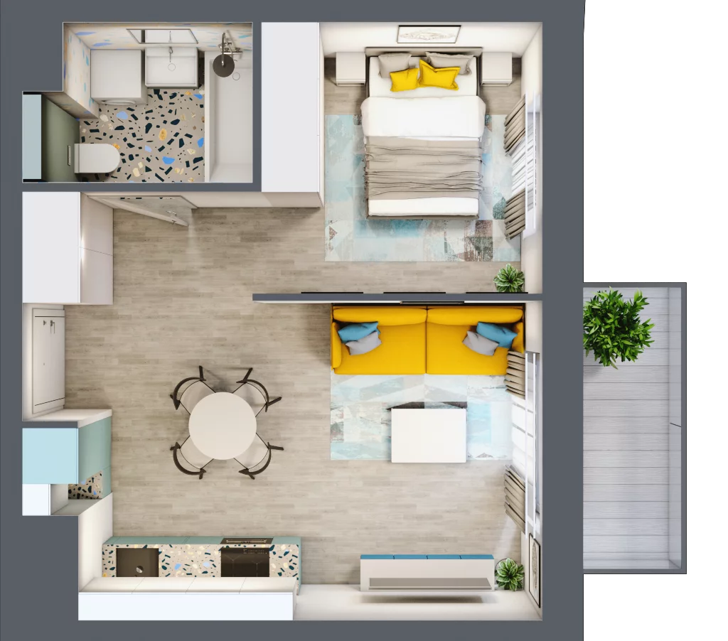 1 pokój, mieszkanie 34,89 m², piętro 1, oferta nr B1/4, Locus 2 - etap I, Rumia, Janowo, ul. Dąbrowskiego