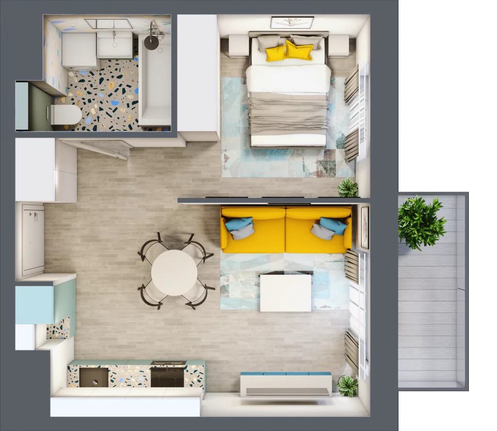 1 pokój, mieszkanie 34,28 m², piętro 1, oferta nr B1/5, Locus 2 - etap I, Rumia, Janowo, ul. Dąbrowskiego