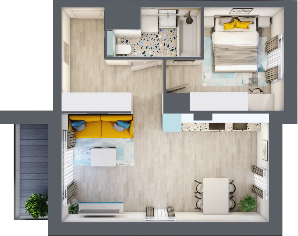 2 pokoje, mieszkanie 47,96 m², piętro 1, oferta nr B1/6, Locus 2, Rumia, Janowo, ul. Dąbrowskiego