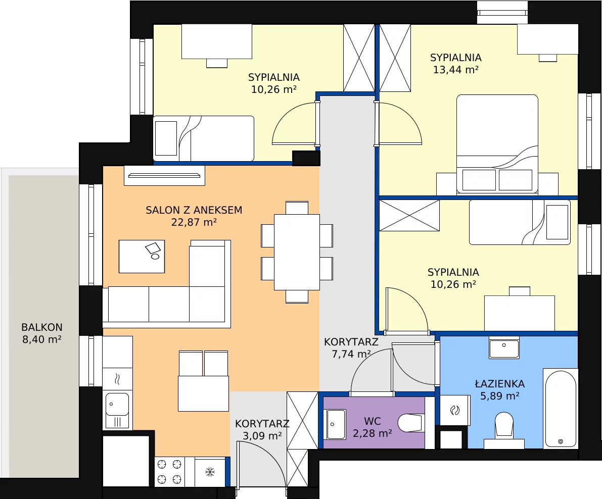 Zalety mieszkania 75.86 m², B1/10
