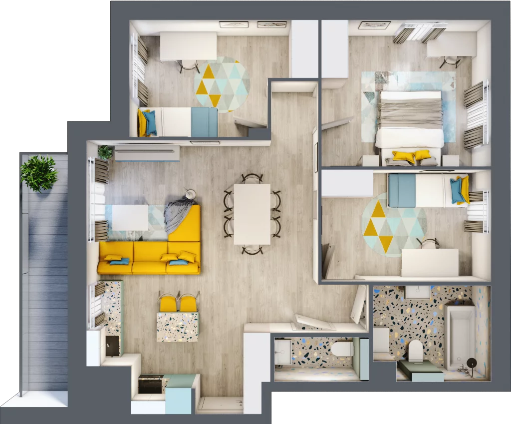 4 pokoje, mieszkanie 75,86 m², piętro 1, oferta nr B1/10, Locus 2 - etap I, Rumia, Janowo, ul. Dąbrowskiego