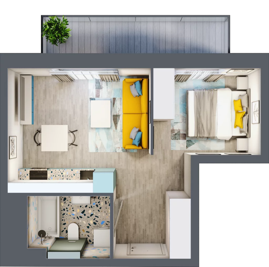 1 pokój, mieszkanie 33,48 m², piętro 1, oferta nr B1/11, Locus 2 - etap I, Rumia, Janowo, ul. Dąbrowskiego