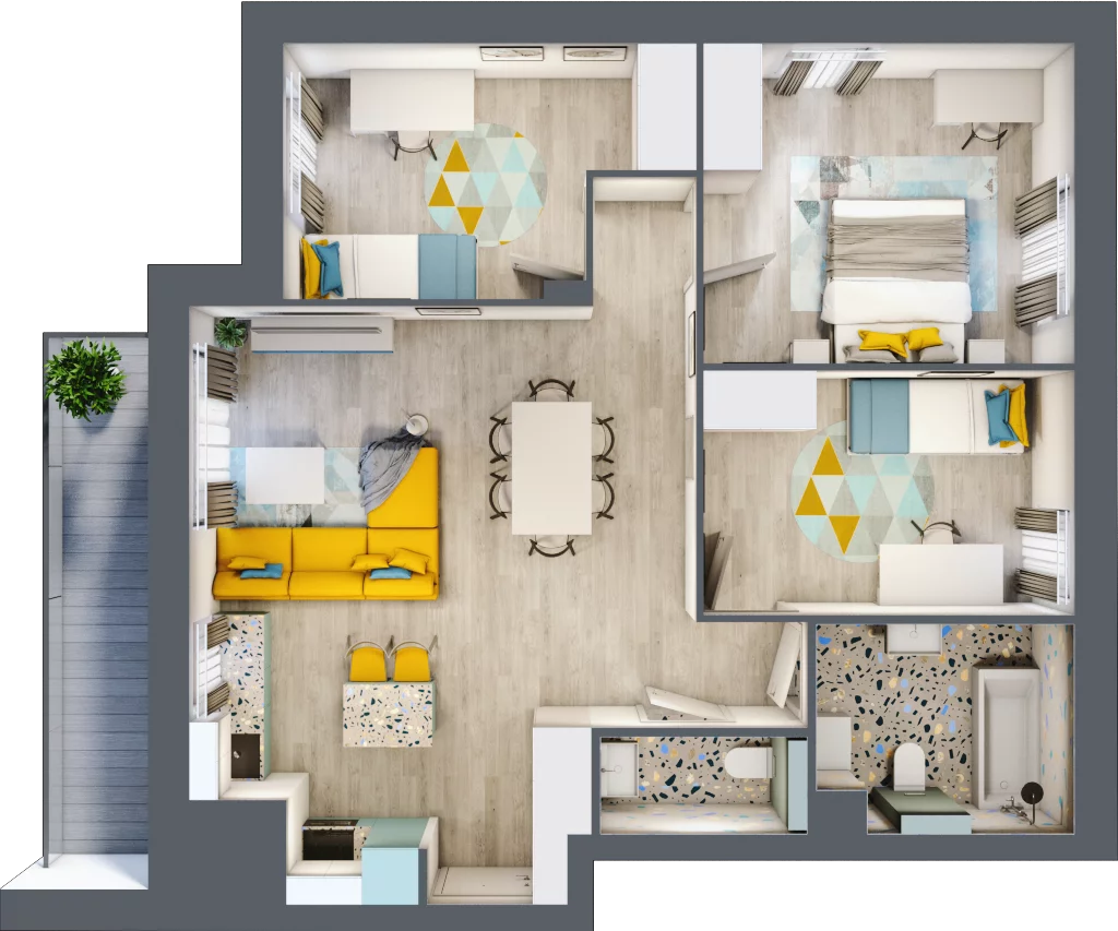 4 pokoje, mieszkanie 75,82 m², piętro 2, oferta nr B1/18, Locus 2 - etap I, Rumia, Janowo, ul. Dąbrowskiego