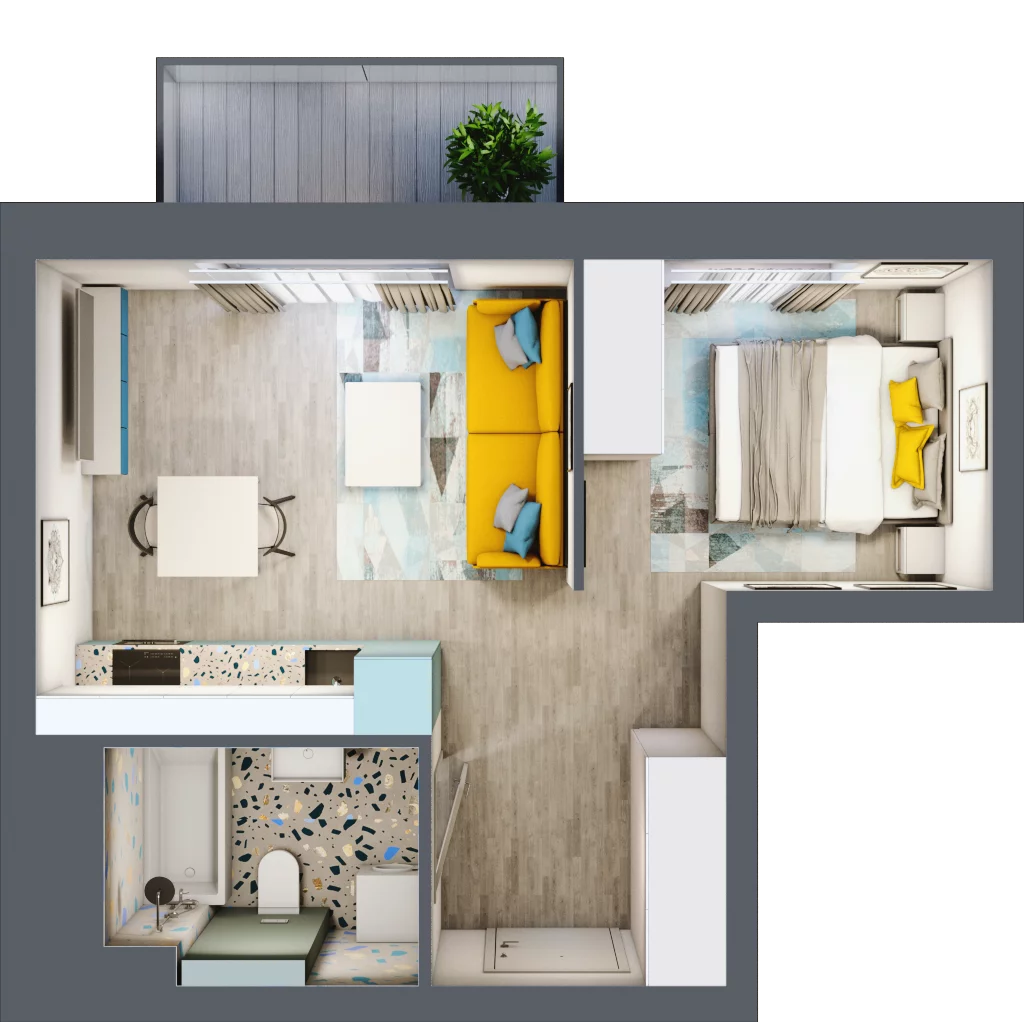 1 pokój, mieszkanie 33,66 m², piętro 2, oferta nr B1/19, Locus 2 - etap I, Rumia, Janowo, ul. Dąbrowskiego