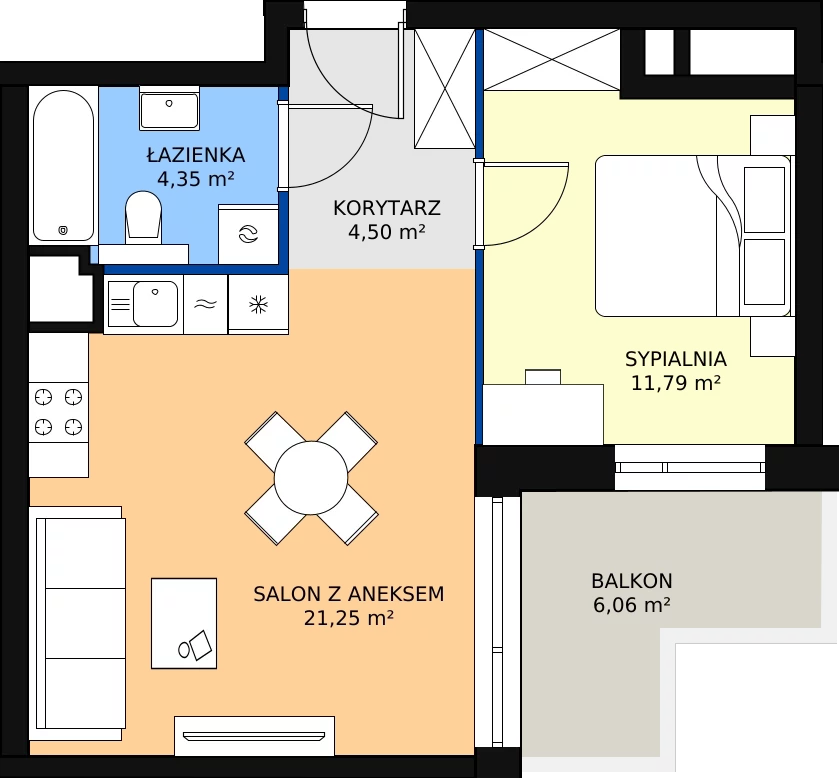 Zalety mieszkania 41.89 m², B1/24