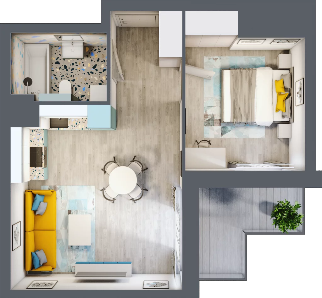 2 pokoje, mieszkanie 41,89 m², piętro 3, oferta nr B1/24, Locus 2 - etap I, Rumia, Janowo, ul. Dąbrowskiego