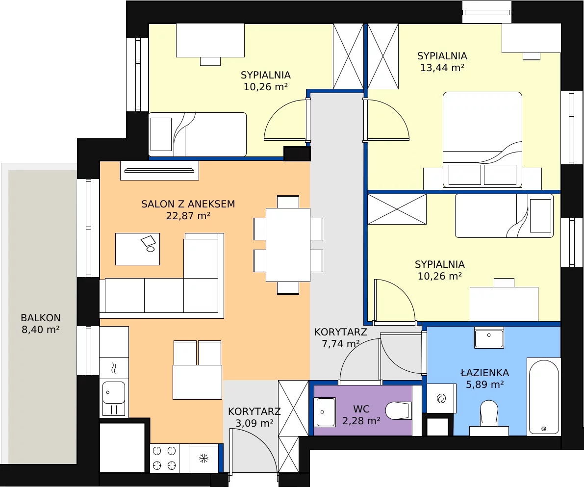 Zalety mieszkania 75.82 m², B1/26