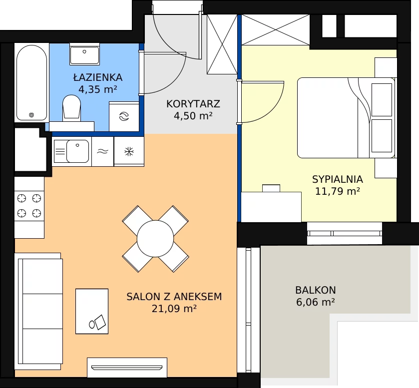 Zalety mieszkania 41.73 m², B1/32