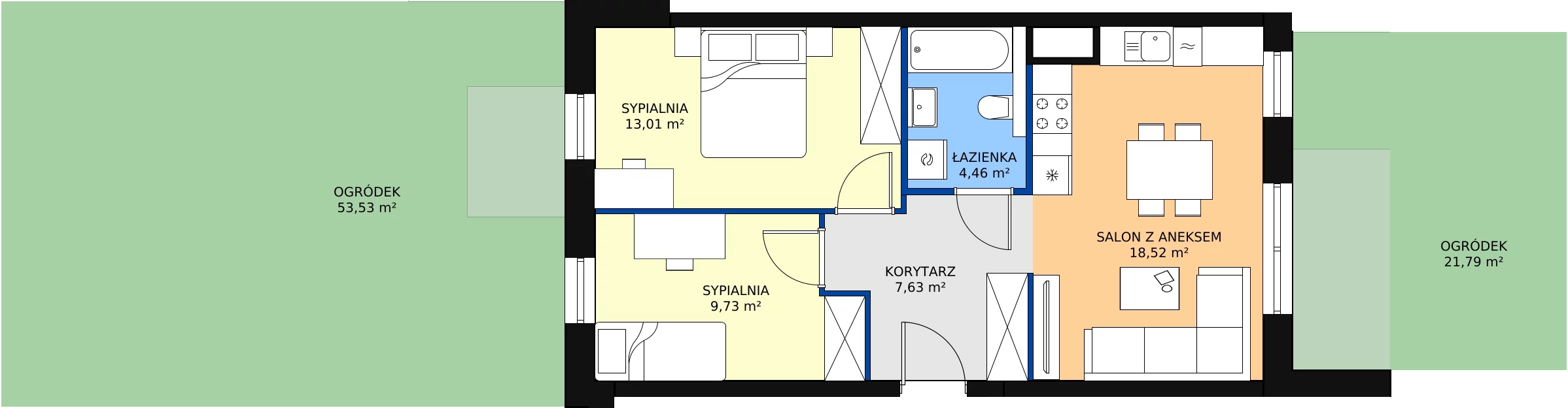 Zalety mieszkania 53.35 m², B1/48