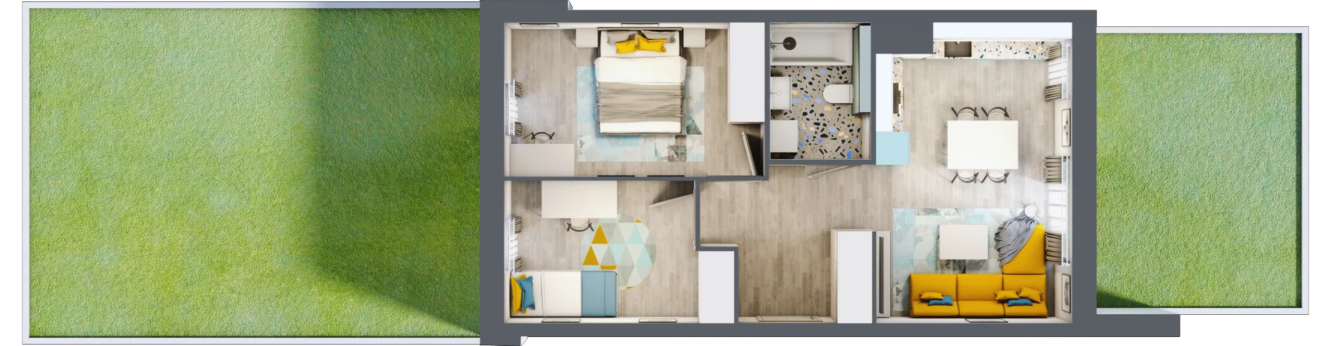 3 pokoje, mieszkanie 53,35 m², parter, oferta nr B1/48, Locus 2 - etap I, Rumia, Janowo, ul. Dąbrowskiego