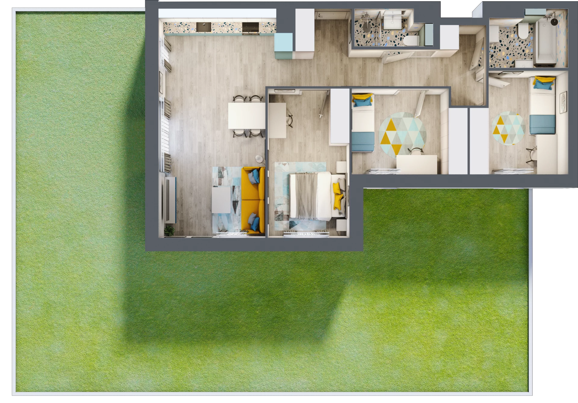 4 pokoje, mieszkanie 82,56 m², parter, oferta nr B1/49, Locus 2 - etap I, Rumia, Janowo, ul. Dąbrowskiego