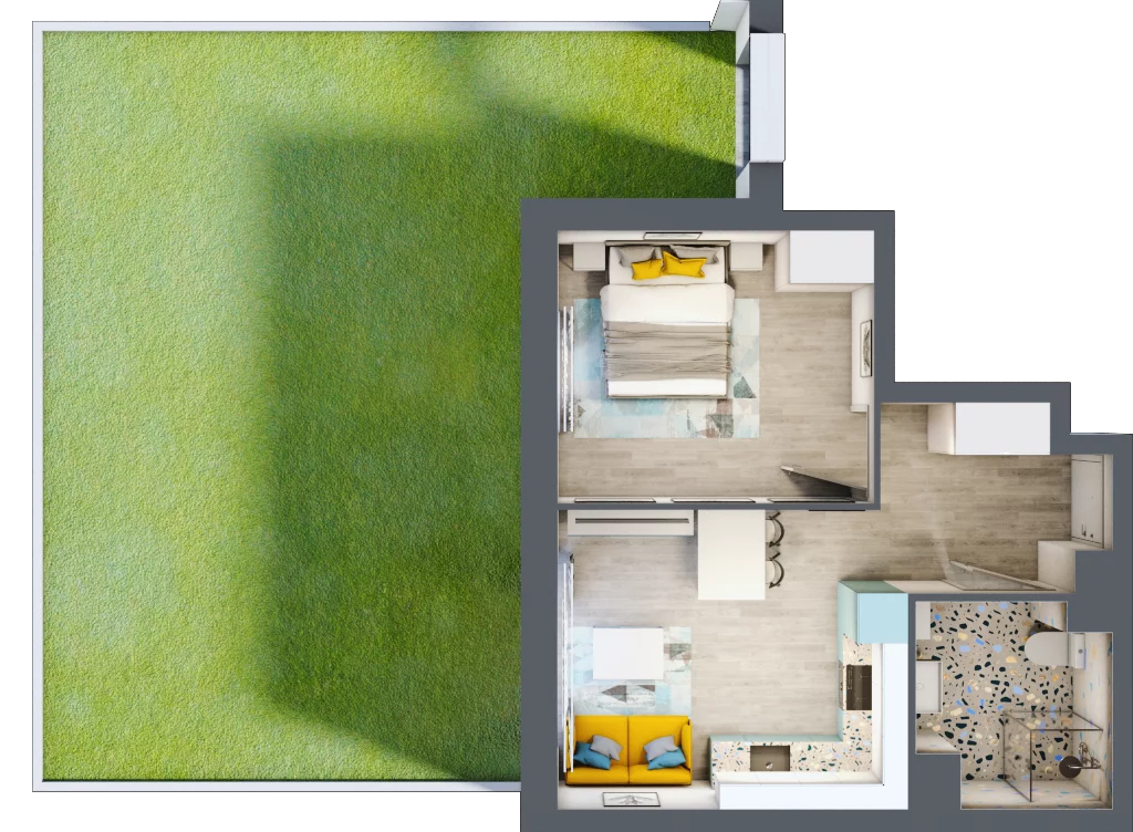 2 pokoje, mieszkanie 38,05 m², parter, oferta nr B1/51, Locus 2 - etap I, Rumia, Janowo, ul. Dąbrowskiego