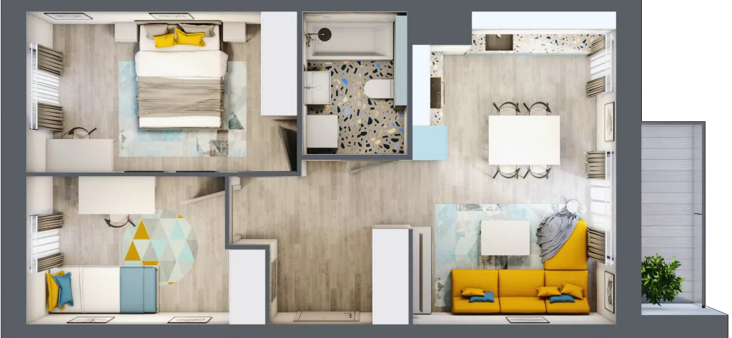 3 pokoje, mieszkanie 53,44 m², piętro 1, oferta nr B1/52, Locus 2 - etap I, Rumia, Janowo, ul. Dąbrowskiego