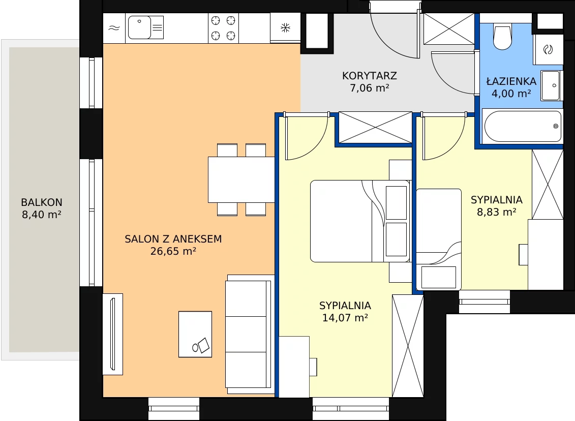 Zalety mieszkania 60.61 m², B1/54