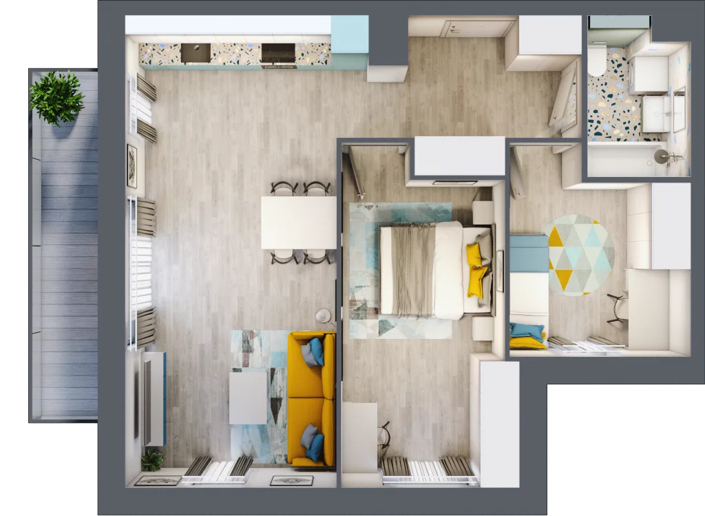 3 pokoje, mieszkanie 60,61 m², piętro 1, oferta nr B1/54, Locus 2 - etap I, Rumia, Janowo, ul. Dąbrowskiego