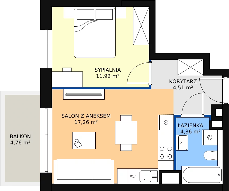 Zalety mieszkania 38.05 m², B1/56