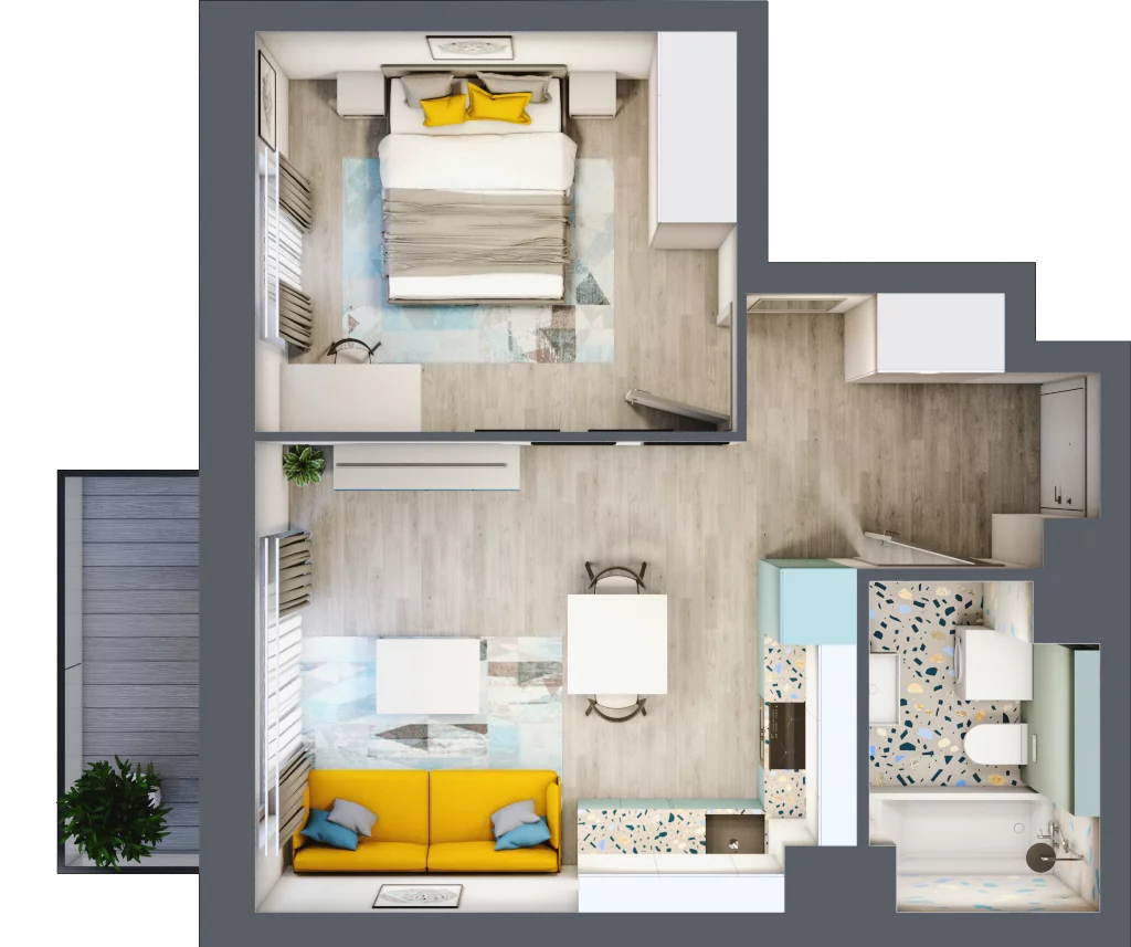 2 pokoje, mieszkanie 38,05 m², piętro 1, oferta nr B1/56, Locus 2 - etap I, Rumia, Janowo, ul. Dąbrowskiego