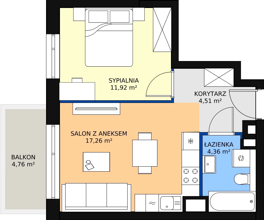 Zalety mieszkania 38.05 m², B1/66