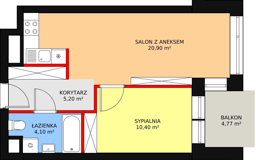 Mieszkanie 41,96 m², parter, oferta nr A.0.4, Świerzawska 13, Poznań, Ławica, Grunwald, ul. Świerzawska 13