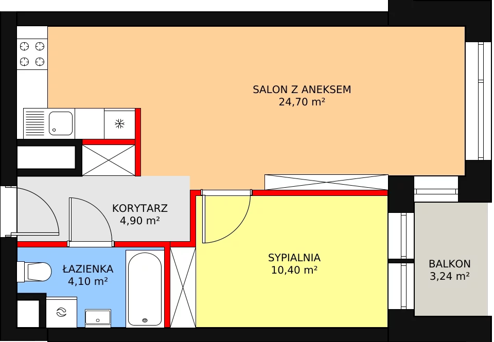 Mieszkanie 45,01 m², piętro 1, oferta nr A.1.3, Świerzawska 13, Poznań, Ławica, Grunwald, ul. Świerzawska 13