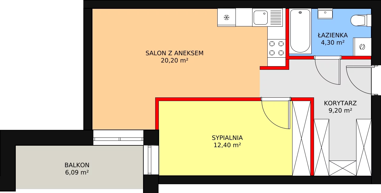 Mieszkanie 46,51 m², piętro 1, oferta nr A.1.9, Świerzawska 13, Poznań, Ławica, Grunwald, ul. Świerzawska 13