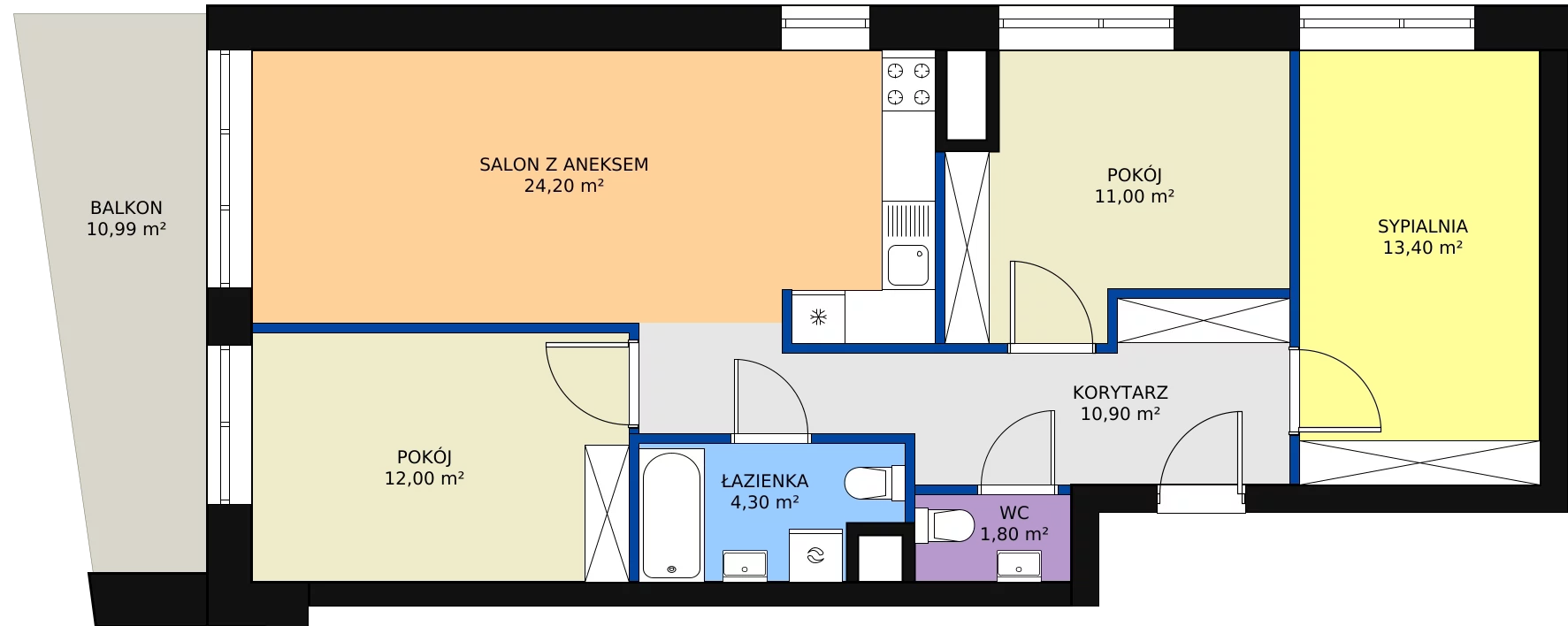 4 pokoje, mieszkanie 80,04 m², piętro 2, oferta nr A.2.11, Świerzawska 13, Poznań, Ławica, Grunwald, ul. Świerzawska 13