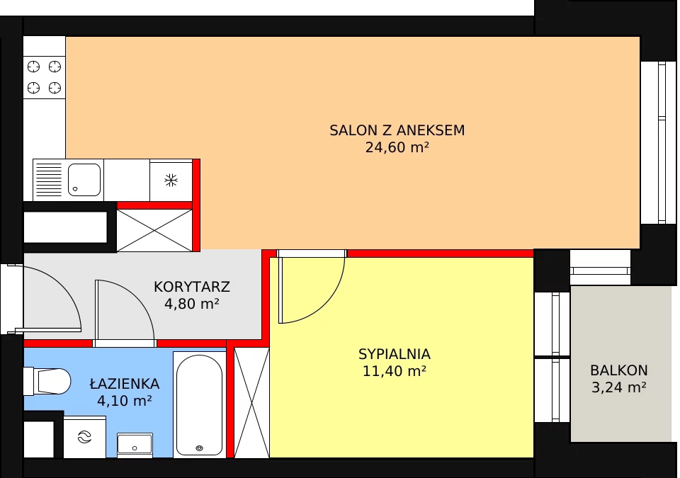 Mieszkanie 45,81 m², piętro 3, oferta nr A.3.2, Świerzawska 13, Poznań, Ławica, Grunwald, ul. Świerzawska 13