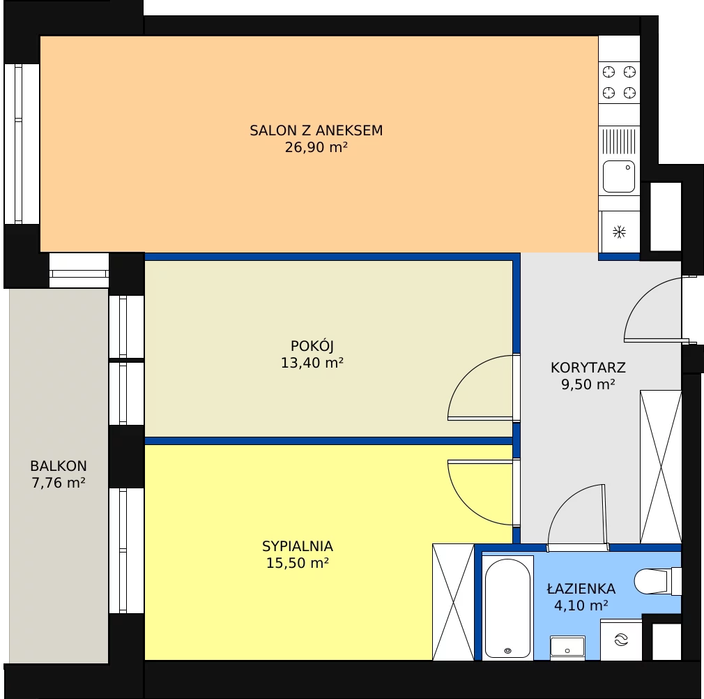 Zalety mieszkania 70.14 m², A.3.7