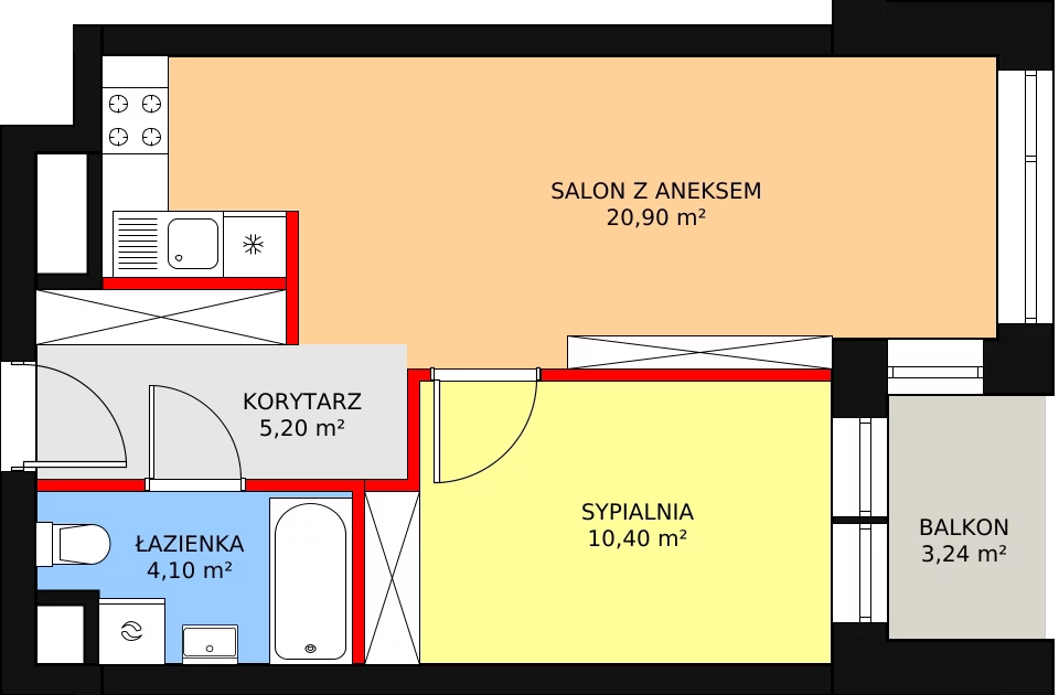 Mieszkanie 41,96 m², piętro 5, oferta nr A.5.4, Świerzawska 13, Poznań, Ławica, Grunwald, ul. Świerzawska 13