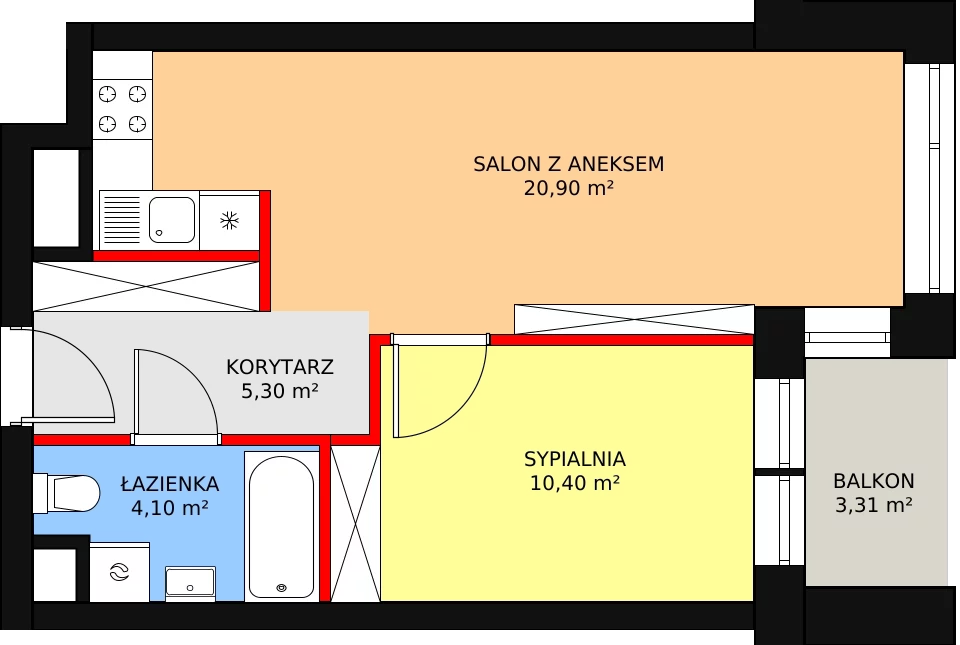 Mieszkanie 41,96 m², piętro 6, oferta nr A.6.4, Świerzawska 13, Poznań, Ławica, Grunwald, ul. Świerzawska 13