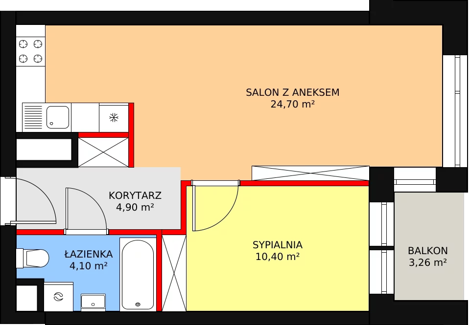 Mieszkanie 45,01 m², piętro 7, oferta nr A.7.2, Świerzawska 13, Poznań, Ławica, Grunwald, ul. Świerzawska 13