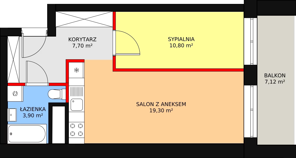 Mieszkanie 42,33 m², piętro 7, oferta nr A.7.5, Świerzawska 13, Poznań, Ławica, Grunwald, ul. Świerzawska 13