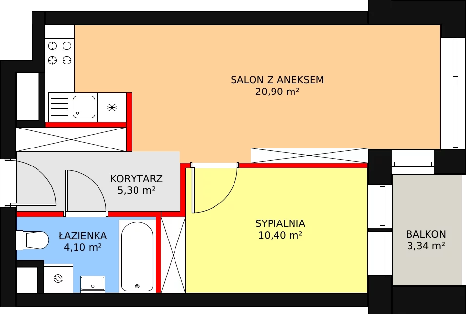 Mieszkanie 41,96 m², piętro 8, oferta nr A.8.4, Świerzawska 13, Poznań, Ławica, Grunwald, ul. Świerzawska 13