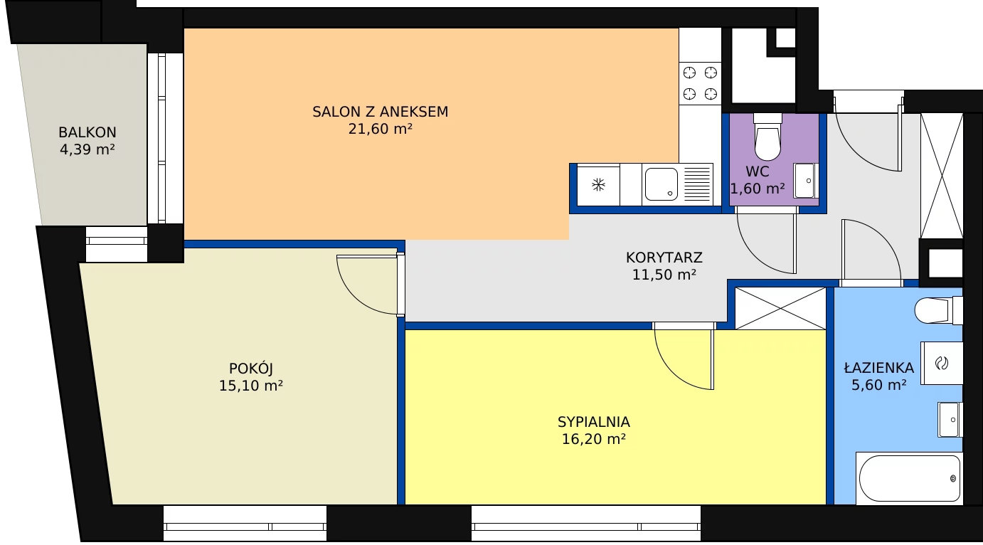 3 pokoje, mieszkanie 72,60 m², piętro 9, oferta nr A.9.3, Świerzawska 13, Poznań, Ławica, Grunwald, ul. Świerzawska 13