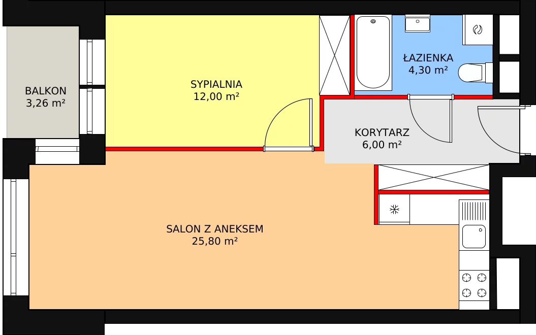 Mieszkanie 48,42 m², piętro 2, oferta nr B.2.9, Świerzawska 13, Poznań, Ławica, Grunwald, ul. Świerzawska 13